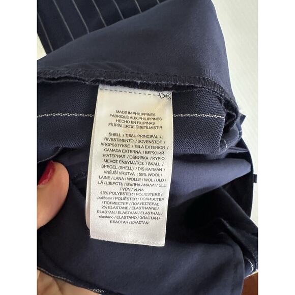 Lauren Ralph Lauren Black Label Pleated Navy Pinstripe Cuffed High Waist Sz 4 - Picture 13 of 14